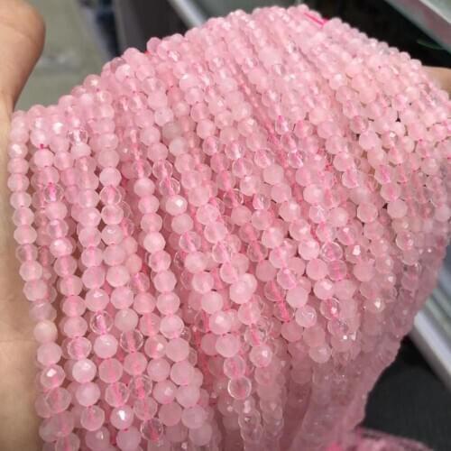 Natural Stone Rose Quartzs Beads 4mm Small Round Section Loose Stone Bead for Jewelry Making DIY Bracelet Necklace Strand 15