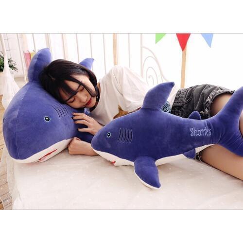New arrivals dark blue shark plush toy throw pillow birthday gift w1006