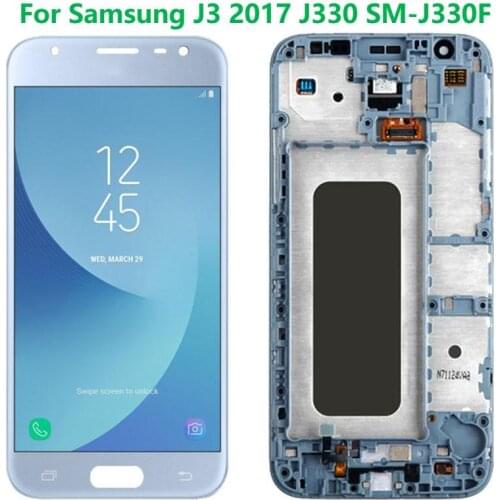 Original AMOLED 5.0" For Samsung Galaxy J3 2017 J330F Display With Frame SM-J330FN LCD Display Touch Assembly Replacment