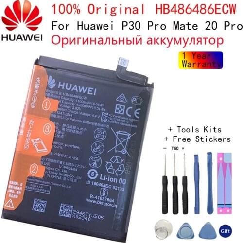 Original Replacement Battery HB486486ECW For Huawei Huawei P30 Pro Mate20 Pro Mate 20 Pro Genuine Phone Battery 4200mAh+Tools