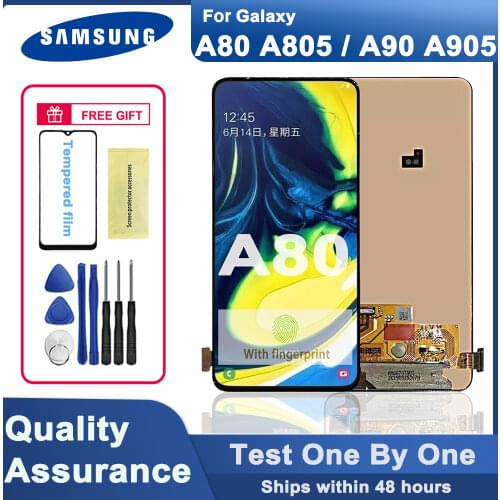 100% tested Original 6.7" AMOLED LCD Display for Samsung Galaxy A80 A805 A90 A905F LCD touch screen assembly Replacement Parts
