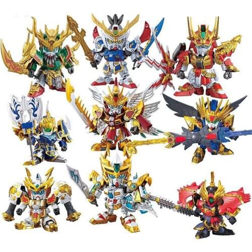 10cm Plastic Anime Action Figures SD/BB The Three Kingdoms Sousou Teni Ryofu Koumei Kanu Chouun Model Toys Puzzle Robot
