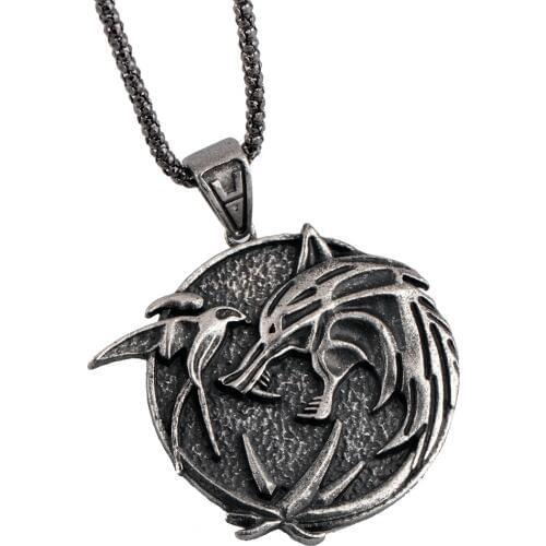 2020 NEW Gothic Fashion Antique Wizard Pendant Necklace For Men Wolf Head Bird Geralt The Wild Hunt 3 Figure TV Jewelry For Boys