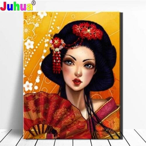 Complete Diamond Embroidery"Japanese Woman Geisha"Diy Diamond Painting Woman Round Square Mosaic Rhinestone Cross Stitch Kit Art