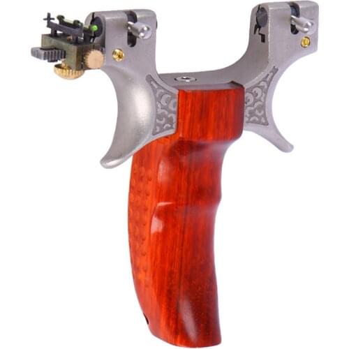 New Slingshot Wooden Handle Camshaft Lever Stainless Steel Flat Leather Slingshot Outdoor Hunting Catapult Equipped Fibersight