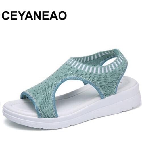 CEYANEAO The new 2018 hole hole shoes female summer beach jelly gradient pregnant women antiskid flat sandals, slippers and fish