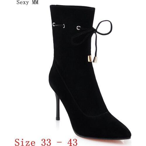 Spring Autumn High Heel Shoes Women Ankle Boots Booties Woman Short Boots High Heels Small Plus Size 33 - 40 41 42 43