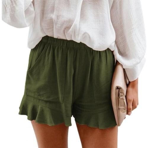 Summer Shorts Women Elastic Solid Color Shorts Casual High Waist Short Summer Elastic Loose Shorts Beachwear vetement femme