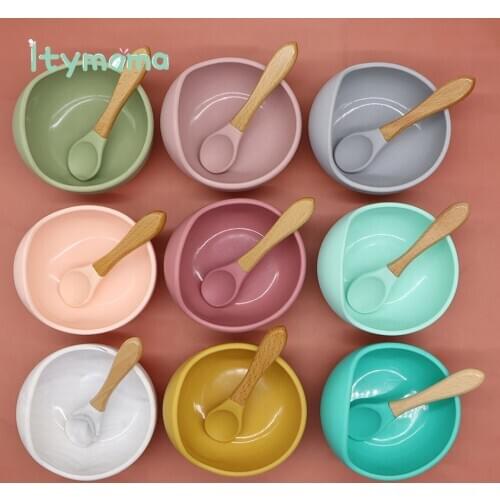 Silicone Baby Feeding Bowl Tableware Waterproof Spoon Non-Slip BPA Free Silicone Dish For Baby Bowl Baby Plate Childrens Dishes