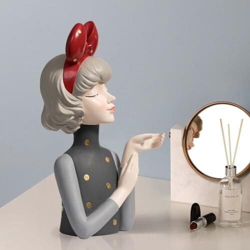 Nordic Bow Girl Resin Statue Red Wine Glass Cup Rack Restaurant Bar Table Sculpture Ornament Home Cabinet Decoration Accessories