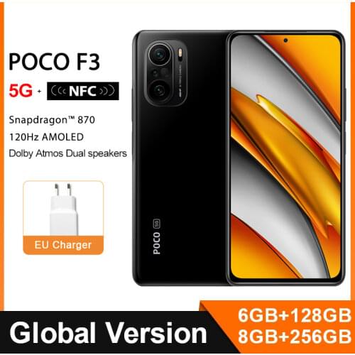 POCO F3 NFC 5G 6GB 128GB/8GB 256GB Smartphone Global Version Snapdragon 870 Octa Core 6.67"120Hz E4 AMOLED Display 48MP 33W Fast