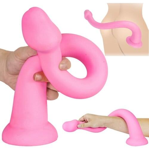 Super Long Silicone Anal Plug Realistic Dildo Prostate Anal Massager Stimulator Vaginal Erotic Fetish Sex Toys Men Women Gays 18