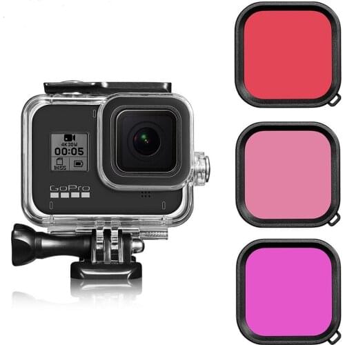 BINPAI 60M Waterproof Case Underwater Hardened Glass Diving Cases Coverage Objective Filter for GoPro Hero 8 Black Camera