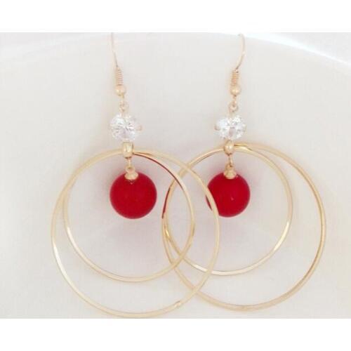 Grace Jun Korea Style Double Circle CZ Simulated Pearl Clip on Earrings for Women Party Weddding Elegant Big Earrings Bijouterie