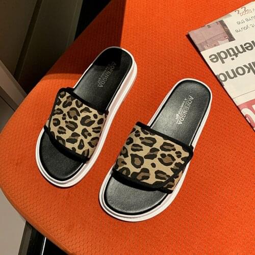 Summer Slippers Women Zebra pattern Fashion Square Toe PU Leather Flat Sandals 2021 Female Outdoor Casual Slippers Flip Flops