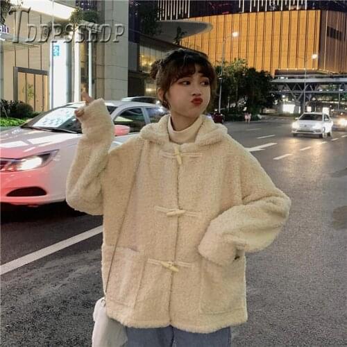 2019 Korean Imitation Lambswool Women Coat Fashion Warm Lapel Female Jacket