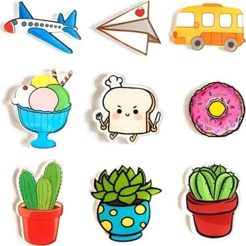 13 Pcs Fridge Magnet Set Decorative Magnets Gift Cartoon Plants Vehicles Magnetic Sticker Kids Magnet Refrigerator Home Decor