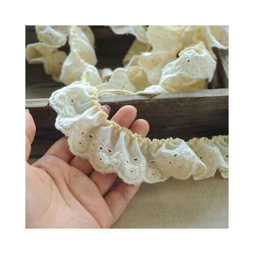 2 Meters Crocheted Cotton Stretch Lace Ribbon Diy Socks Dress Hometexile Edge Wrap Webbing Tape Elastic Beige Lace Trims 4cm