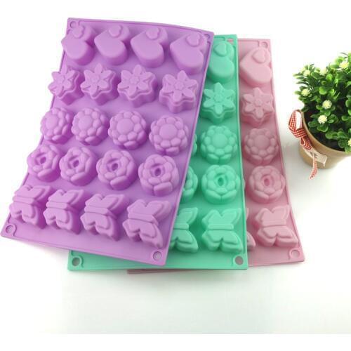 20 Holes Heart Butterfly Flower Silicone Cake Chocolate Soap Pudding Jelly Candy Ice Cookie Biscuit Mold Mould Pan Bakeware K611