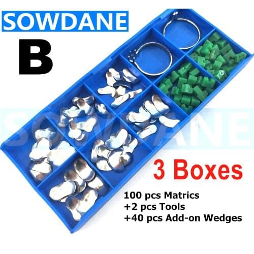 3 boxes (100Pcs/Set) Dental Sectional Contoured Matrices Matrix Ring Delta Wedges Filling wedges Dentist Materials Set B