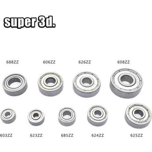 10PCS Multiple Deep Groove Ball bearing 603ZZ 608ZZ 623ZZ/624ZZ 625ZZ 685ZZ 688ZZ Wheel for 3D Printer Miniature Bearings