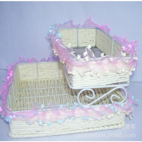 50pcs/lot fedex fast Receive basket/storage basket handmade and durable ECO-friendly lace two layer baskets candy colors