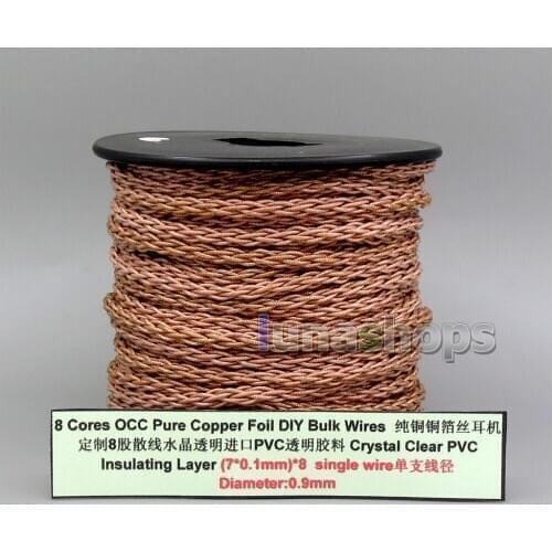 8 Core Pure Copper Foil Plated OCC Mixed Bulk Mixed Wire For Custom DIY Shure Fostex QDC Earphone Headphone LN006151