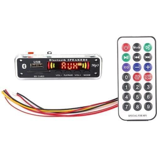ARuiMei Wireless Bluetooth 5V/12V MP3 WMA Decoder Board Audio Module Support USB SD AUX FM Audio Radio Module For Car accessorie