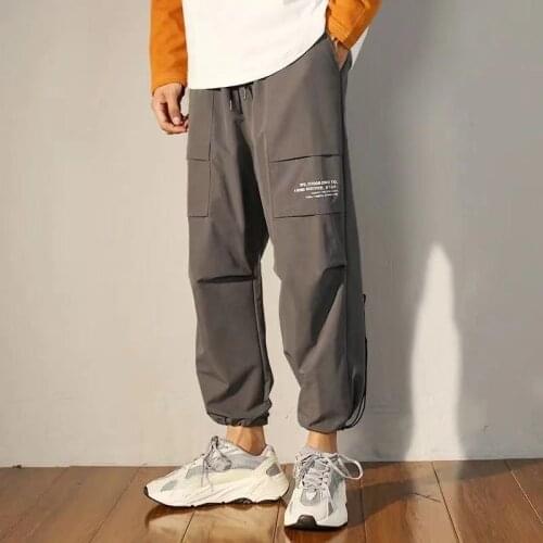 Spring Summer Cargo Pants Mens Fashion Retro Pocket Casual Pants Men Streetwear Korean Loose Hip-hop Straight-leg Pants Mens