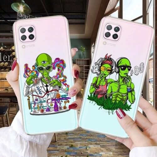 Aesthetic Alien Cartoon Phone Case For Coque Huawei P50 P20 P30 P40 Lite E Mate 10 20 Lite Pro Cover Shockproof Shell For P50Pro