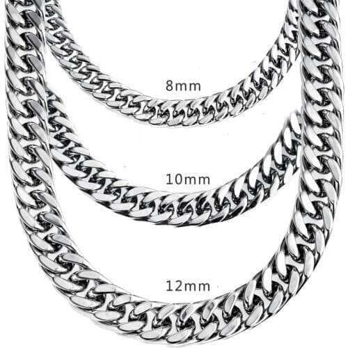 8/10/12/14mm Custom Size Punk Cuban Link Thick Chain Choker Necklace Men Chunky Necklaces For Women 2020 Hip Hop Jewelry
