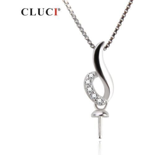 CLUCI Sivler 925 Small Simple Charms for Women Necklace Real Sterling Silver Twisted Zircon Pendant Jewelry SP243SB