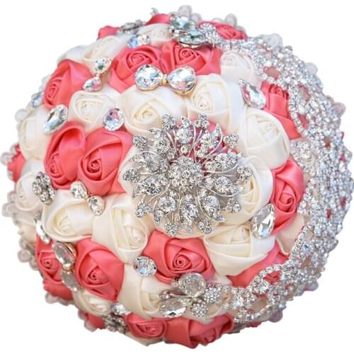 Bride Hand Holding Bouquet Wedding Rose Red Hydrangea Bridesmaid Rhinestone Flower
