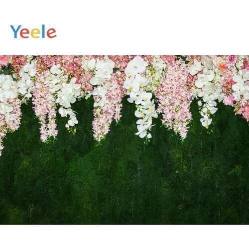 Yeele Flowers Green Wall Grassland Wedding Romantic Photography Backgrounds Customized Photographic Backdrops for Photo Studio