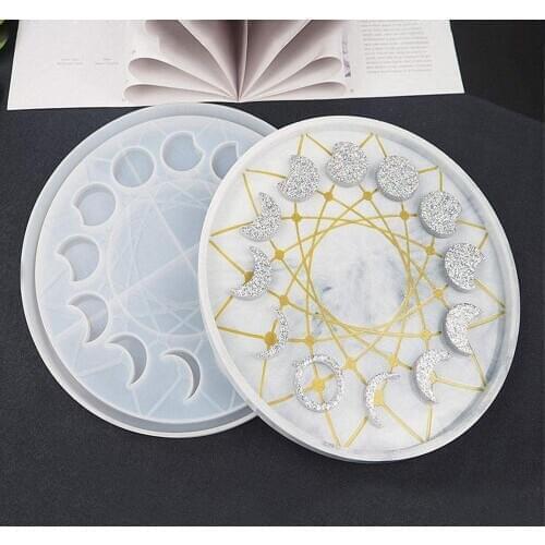 Large Moon Tray Mold Silicone Clock Molds Dial Epoxy Mold Lunar Eclipse Mold for Resin Crafts DIY Making Decor Wall Hanging