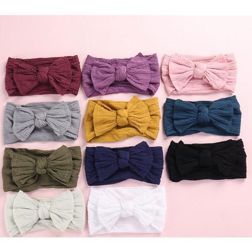 Large Bow Headwrap Baby Nylon headband One size fits ALL Newborn turban Over Sized Bow Headwrap Baby Top knot Headbands HB311D