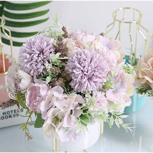 Artificial Flowers Fake Peony Silk Hydrangea Bouquet Decor Flower Arrangements Wedding Garden Decoration 2 Packs