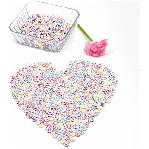 JOJO BOWS 200pcs Acrylic Accessories Round Spacer Beads Alphabet Letter Beads Handmade Jewelry Materials DIY Charms Bracelet