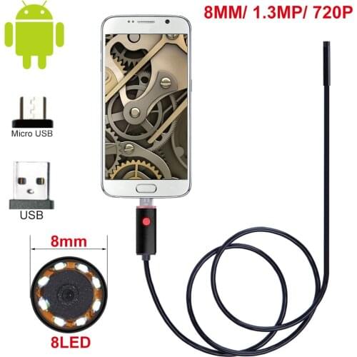 ViewEye 2/5/10M 8mm Lens USB Endoscope Camera Waterproof Wire Snake Tube Inspection Borescope For OTG Compatible Android Phones