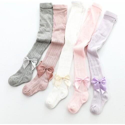 Summer Knitted Mesh Pantyhose Kids Girl Tights Princess Ultrathin Breathable Large Bowknot Tights For Girls Cotton Kids Trousers
