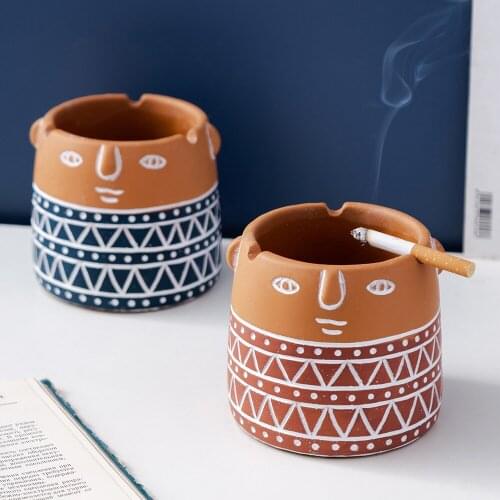 Creative Face Cement Ashtray Nordic Home Decoration Portable Ashtray Living Room Office Desktop Accessories for Boyfriend Gifts