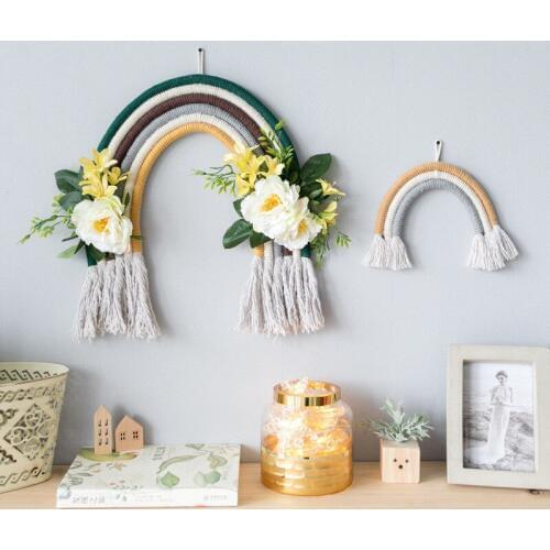 Hot Sale Home Decoration Accessories Rainbow Tapestry Handmade Weaving Ornament Fresh Kid Room Wall Decoration Hanging