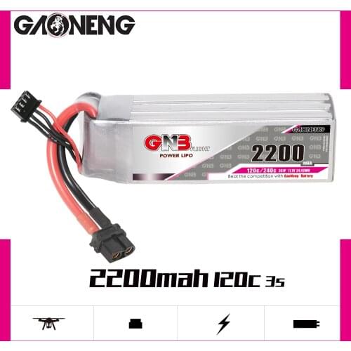 Gaoneng GNB 2200mAh 3S 11.1V 120C/240C Lipo Battery With XT60 Plug For 450 Size Helicopter RC FPV Racing Drone parts