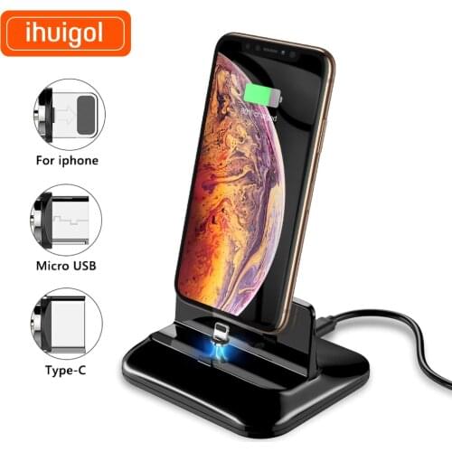 !ACCEZZ Magnetic Charging Stand Holder For iphone 8 7 Plus X XS 11 Pro Type-C Micro USB For Samsung Huawei P30 Universal Charger