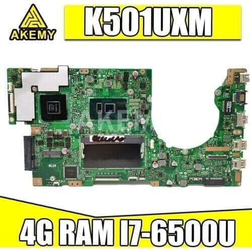 Akmey K501UXM Laptop Motherboard For Asus K501UW K501UXM K501UQ K501UXM Mainboard GTX950M/I7-6500 CPU/4G-RAM/ DDR4