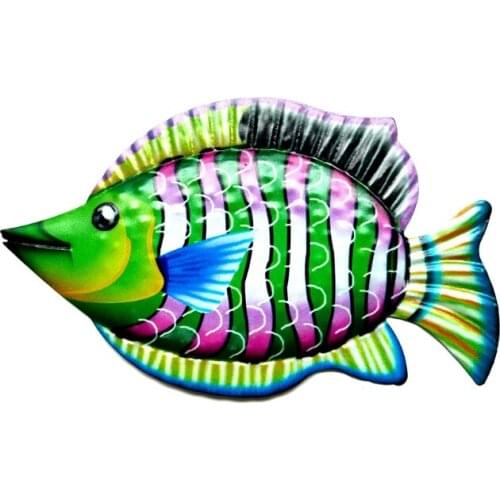 Metal Fish Hanging Wall Decor Art Bathroom Bedroom Sculpture Ornament for Garden Pool Patio Indoor Outdoor Decoration