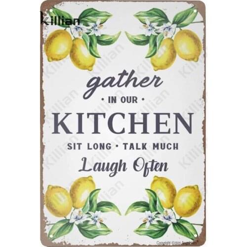 Lemon Fruit Metal Plaque Room Restaurant Menu Tin Sign Home Decoration Shop Wall Metal Plate Metal Poster Bar Club Decoration