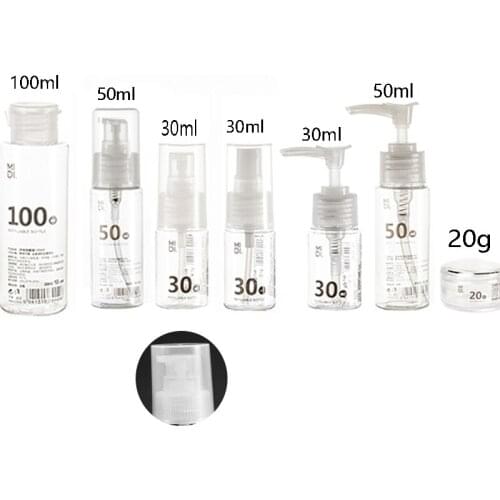 30/50/100ml Refillable Bottles Travel Transparent Plastic Lotion Pump Atomizer Mini Empty Small Spray Bottle Free and Safe