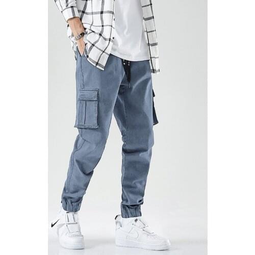 Mens Cargo Pants Men 2021 Spring New Blue Plus Size Joggers Casual Solid Trousers Street Wear Sports Pants Trousers For Men