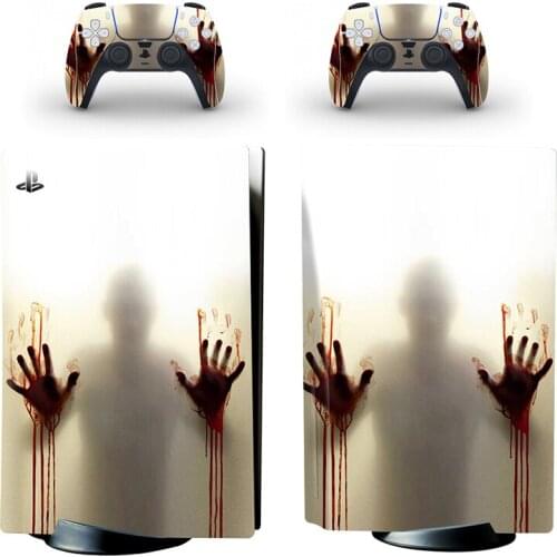 Walking Dead Style PS5 Standard Disc Edition Skin Sticker for PlayStation 5 Console and 2 Controllers PS5 Skin Sticker